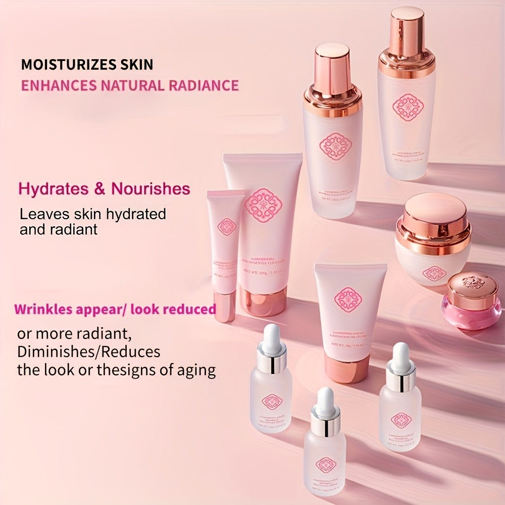 Reishi Mushroom Skincare Set 10pcs Luxury Gift Box for Women - Ganoderma Lucidum Extract Firming Anti-Aging Moisturizing Skin Care Kit All Skin Types, Thanksgiving Christmas Birthday Gift