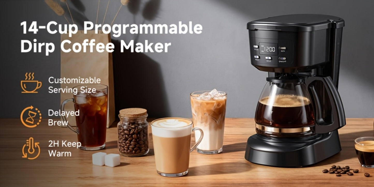 5-Cup Programmable Digital Coffee Maker – Auto Brew, Sneak-A-Cup Anti-Drip, Washable Basket Filter, Keep-Hot Plate & Water Level Window, Drip Coffee Machine for Home & Office – Black, White