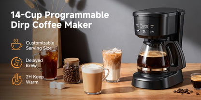 5-Cup Programmable Digital Coffee Maker – Auto Brew, Sneak-A-Cup Anti-Drip, Washable Basket Filter, Keep-Hot Plate & Water Level Window, Drip Coffee Machine for Home & Office – Black, White
