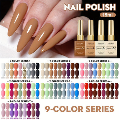 Fall Winter Gel Nail Polish Set 9 Colors XEIJAYI Alcohol-Free LED Glossy - Long Lasting Salon Quality Multicolor Round Bottle Autumn Seasonal DIY Manicure Kit Holiday Nail Art Gift for Women