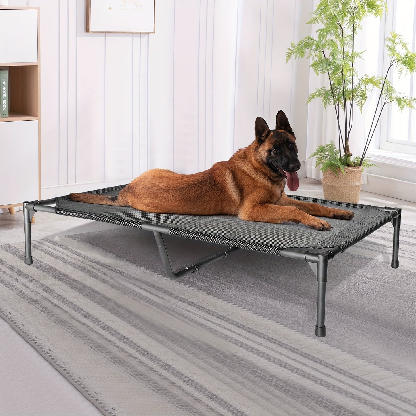 Elevated Dog Bed Cooling Cot - Breathable Mesh Dog Cot for Indoor and Outdoor Use, No-Tool Assembly Anti-Slip Feet Frame for Small Medium Large XL Dogs, Washable Raised Pet Bed for Summer Camping