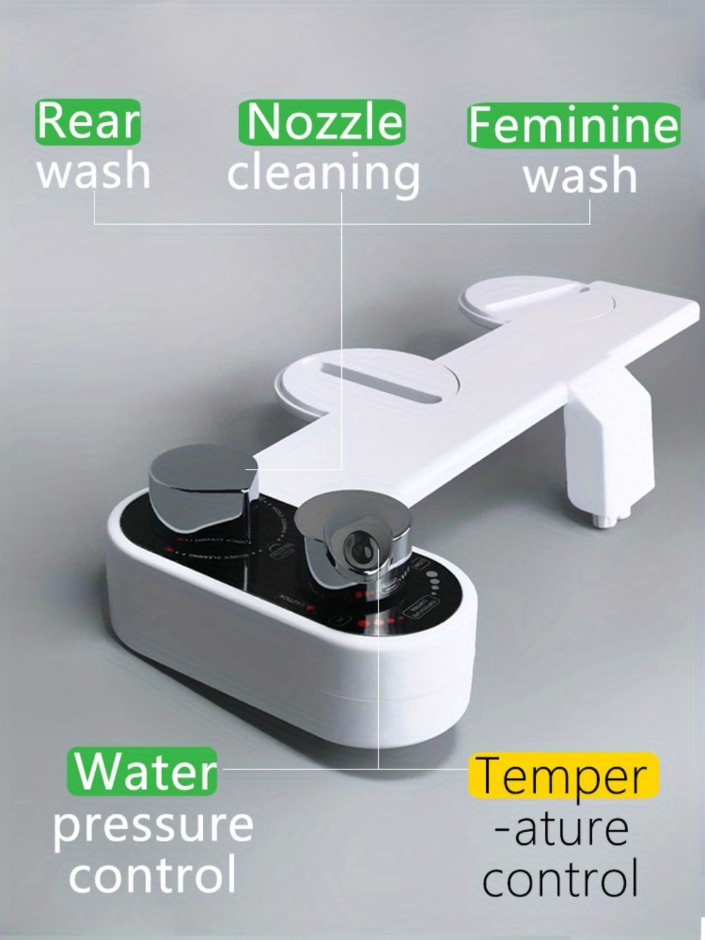 Bidet Attachment Hot and Cold Water – Dual Nozzle Non-Electric Toilet Seat Bidet, Rear & Feminine Wash, Self-Cleaning Retractable Nozzle, Adjustable Warm Water Pressure, Easy Install