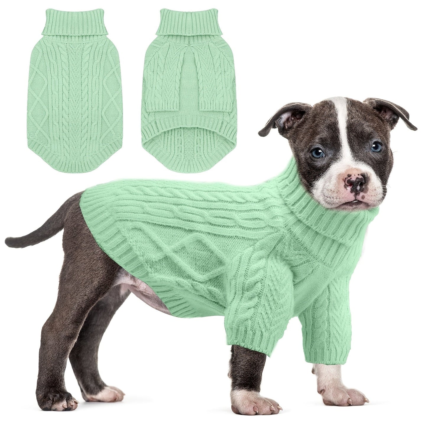 Dog Sweater Turtleneck Warm Knit Pullover with Soft Long Sleeves for Small Medium Breeds, All-Season Machine Washable Pet Sweater for Chihuahuas Bulldogs Dachshunds, Sizes XS S M L XL, Pink Violet Light Purple Light Green Greenish Yellow