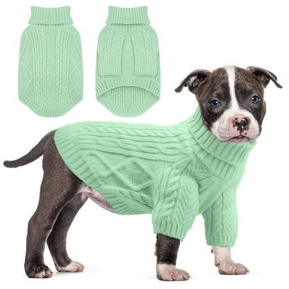 Dog Sweater Turtleneck Warm Knit Pullover with Soft Long Sleeves for Small Medium Breeds, All-Season Machine Washable Pet Sweater for Chihuahuas Bulldogs Dachshunds, Sizes XS S M L XL, Pink Violet Light Purple Light Green Greenish Yellow