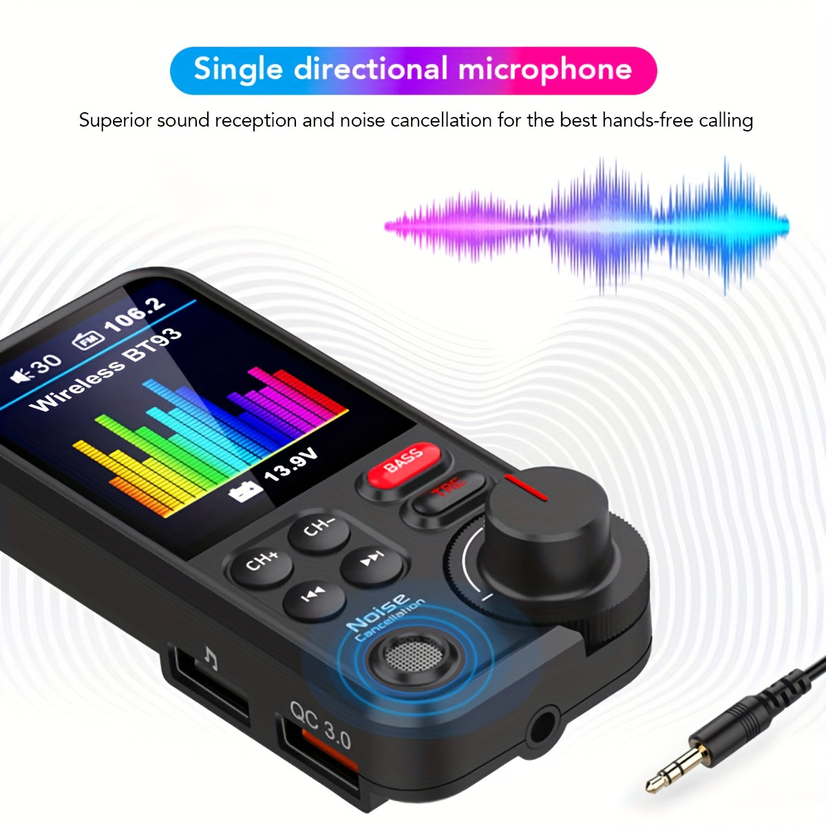 for Car FM Wireless Transmitter with 1.8” Color Screen, BT Wireless Adapter, Powerful Microphone, FM Modulator, 18W Car Charger Compatible, Hands-Free Calls & Music Streaming, Compatible for Smartphones/Tablets in Vehicle Stereo