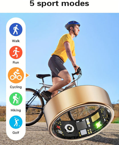 Smart Ring Fitness & Health Tracker for Men & Women – Heart Rate, Sleep, Steps, Calories, Body Temp & HRV Monitoring, IP68 Waterproof, iOS & Android Compatible
