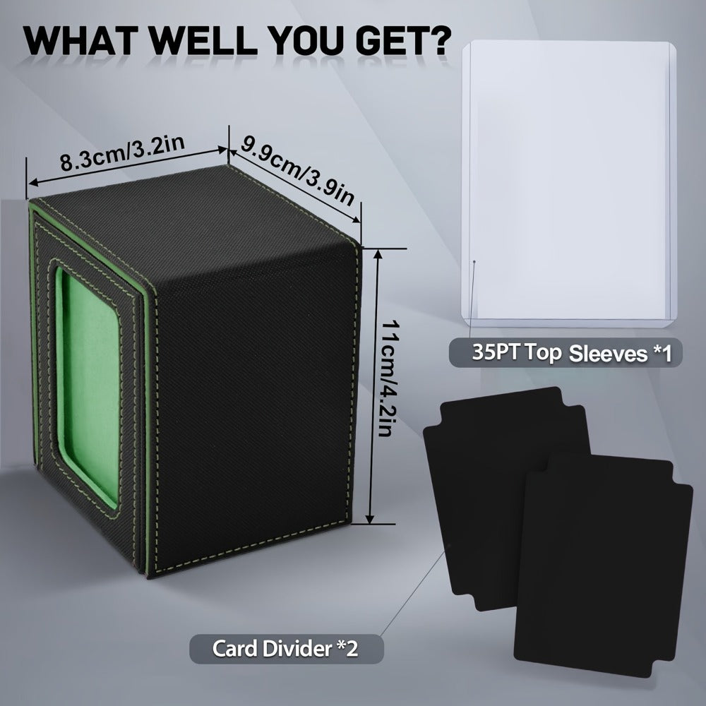 Deck Box Trading Card Storage 100 Double Sleeved Cards Commander Window Display – TCG MTG Pokemon EDH Sports Card Organizer 5 Colors