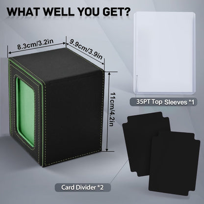 Deck Box Trading Card Storage 100 Double Sleeved Cards Commander Window Display – TCG MTG Pokemon EDH Sports Card Organizer 5 Colors