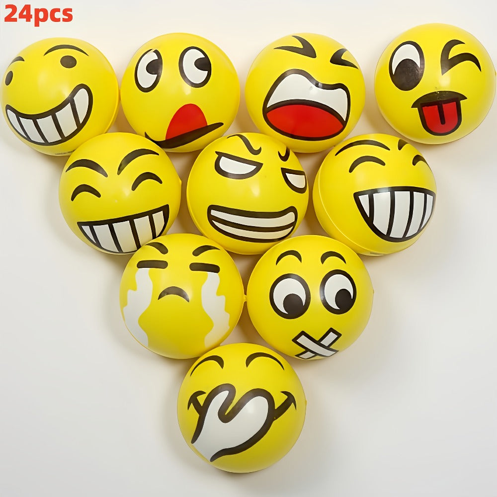 Stress Balls Bulk 24 Pack Mini Squeeze – Funny Emoji Face Foam Stress Relief Toys for Kids & Adults, Classroom Prizes, Carnival Rewards, Birthday Party Favors & Holiday Giveaways
