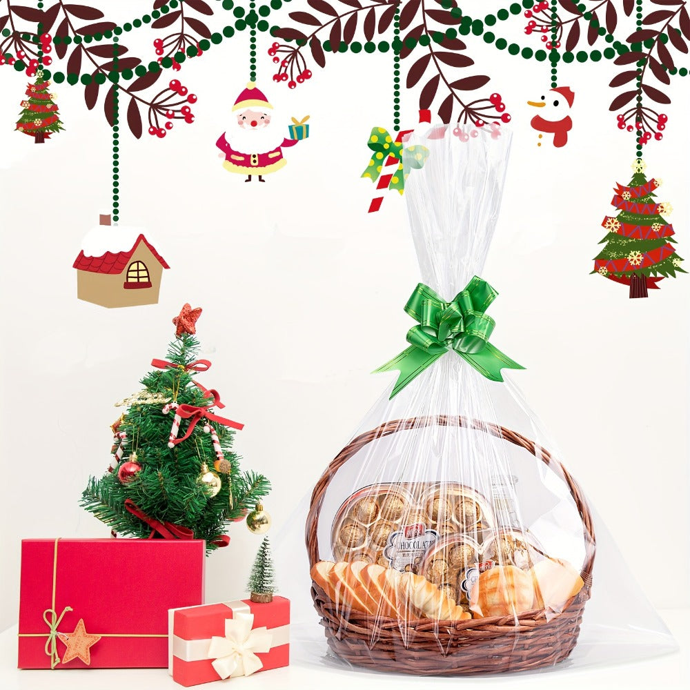 Cellophane Bags 50-Pack Large 18x30 Inch Transparent Gift Basket Wrap Bags – Clear Cellophane Wrapping for Christmas, Holidays & Gift Packaging