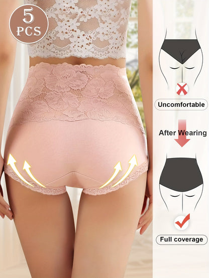 Women’s 5-Pack High-Waist Shapewear Briefs - Tummy Control Support - Style 3877