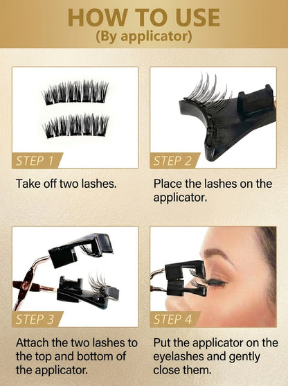 Reusable Magnetic False Lashes 8Pcs No Glue Double Strip Set with Applicator & Tweezers – Natural Everyday Makeup Look for Women, Daily Wear, Parties, Travel & Mom Gift