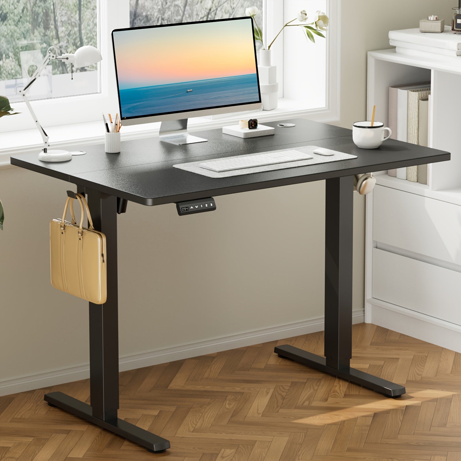Standing Desk shown in the Black, 40 x 24 option