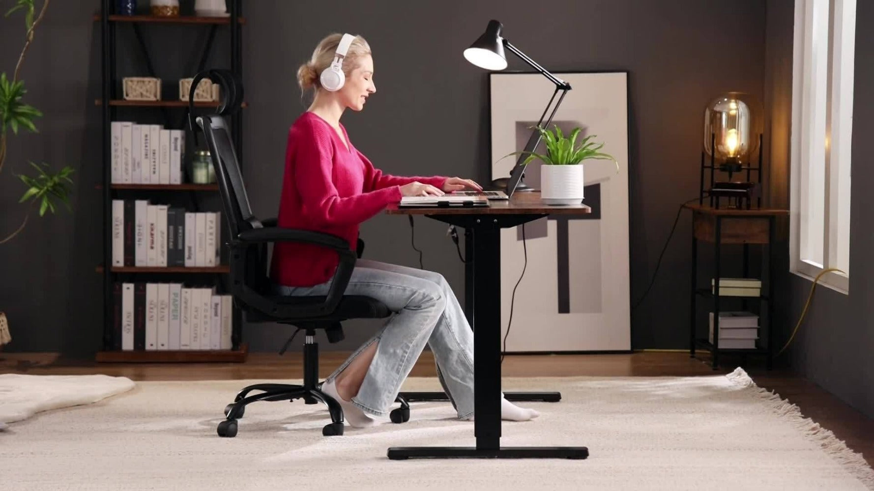 Electric Height-Adjustable Standing Desk with Adjustable Height for Home Office detail image - detail view 11
