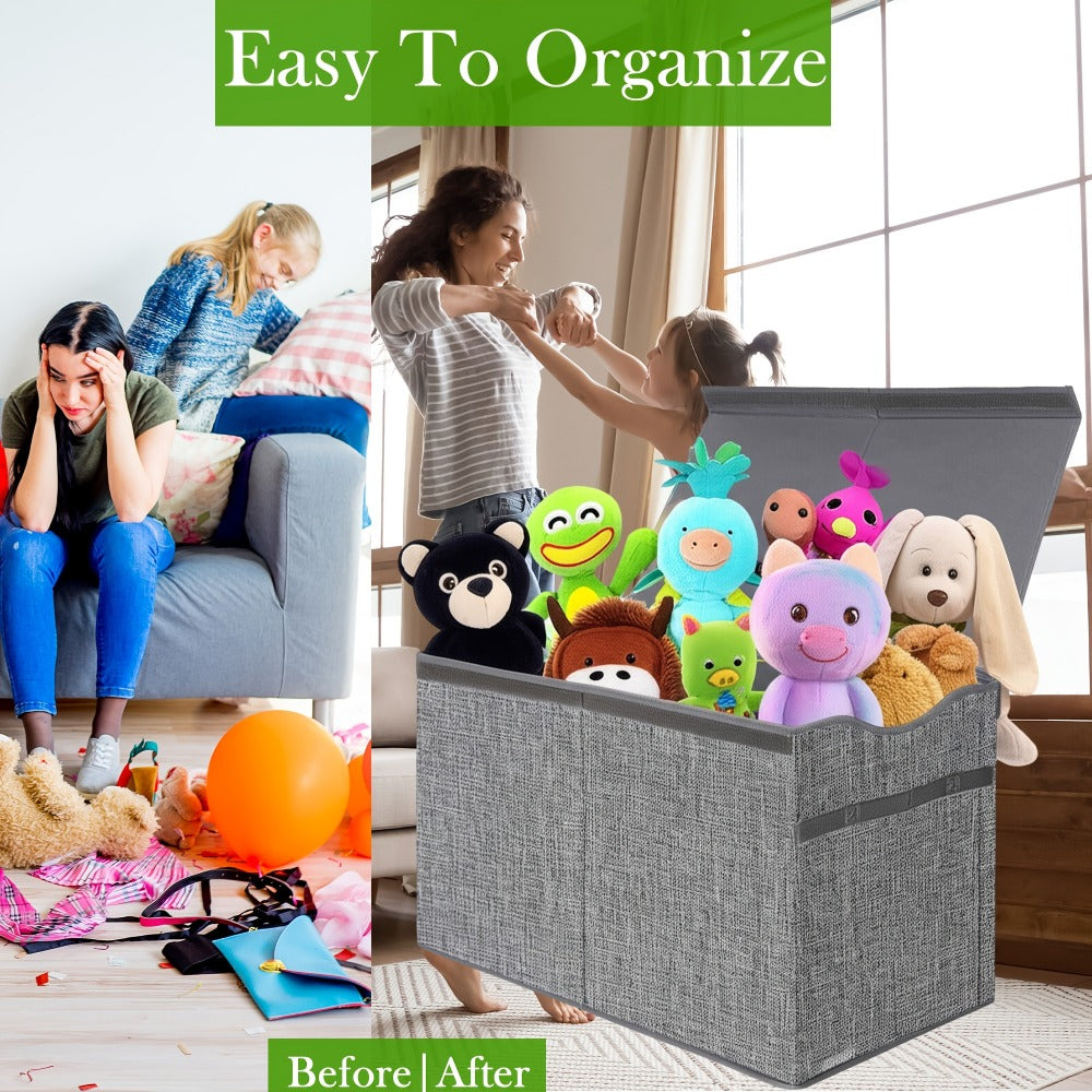 Extra-Large Kids Toy Storage Chest, Foldable Toy Box for Kids' Room detail image - detail view 14