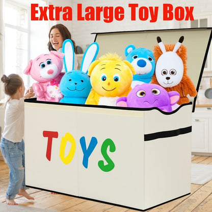 Extra-Large Kids Toy Storage Chest, Foldable Toy Box for Kids' Room detail image - detail view 3