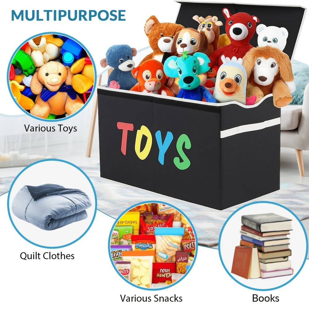 Extra-Large Kids Toy Storage Chest, Foldable Toy Box for Kids' Room detail image - detail view 7