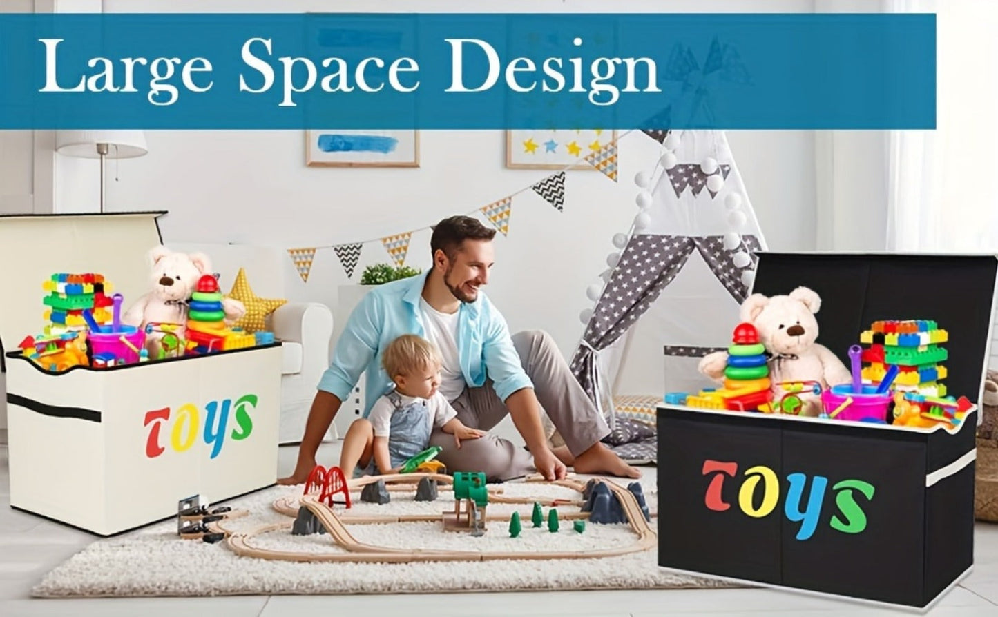 Extra-Large Kids Toy Storage Chest with Secure Lid for Organized Everyday Storage detail image - detail view 10
