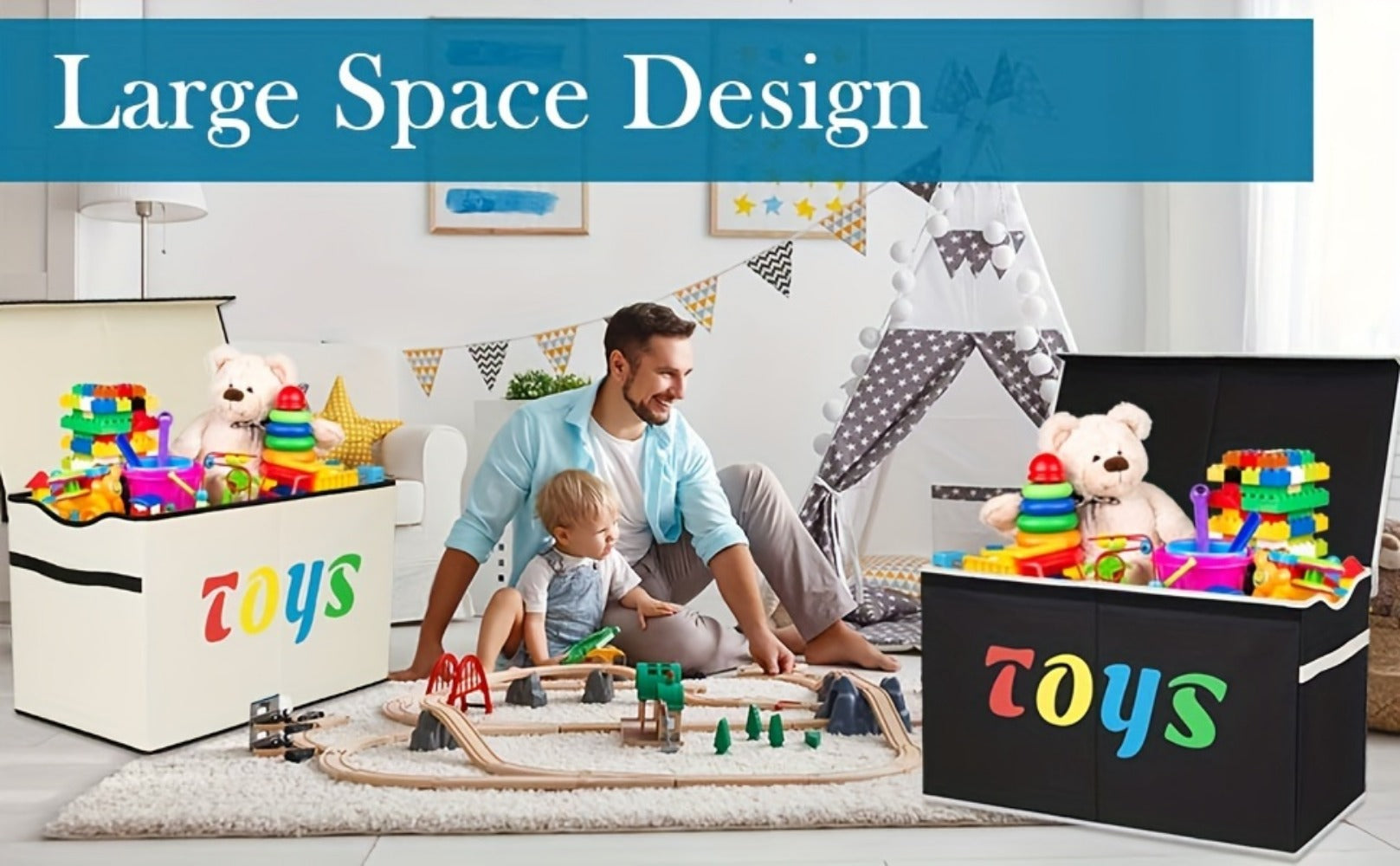 Extra-Large Kids Toy Storage Chest with Secure Lid for Organized Everyday Storage detail image - detail view 10