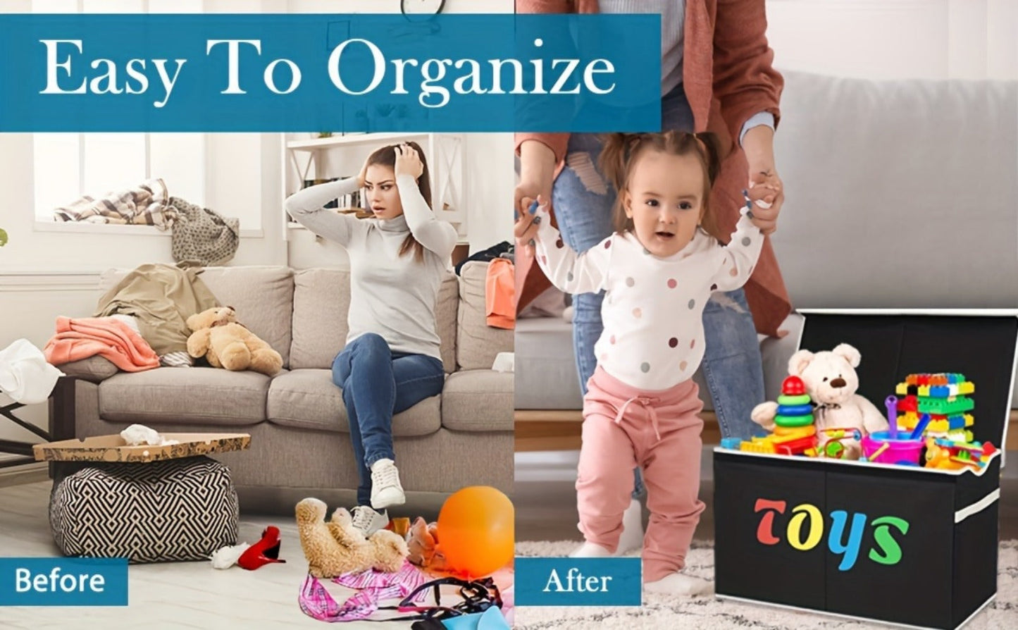 Extra-Large Kids Toy Storage Chest with Secure Lid for Organized Everyday Storage detail image - detail view 11