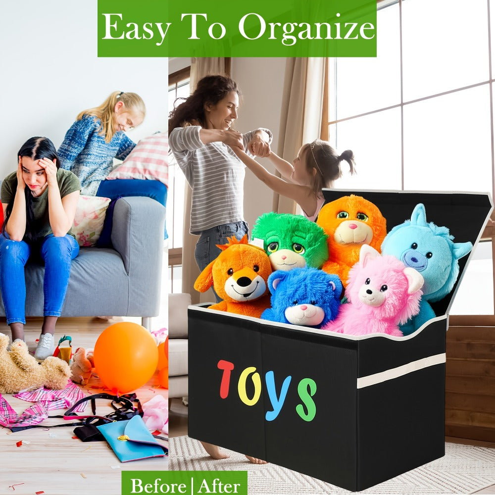 Extra-Large Kids Toy Storage Chest with Secure Lid, Large Toy Organizer Bin for Kids' Room detail image - detail view 3