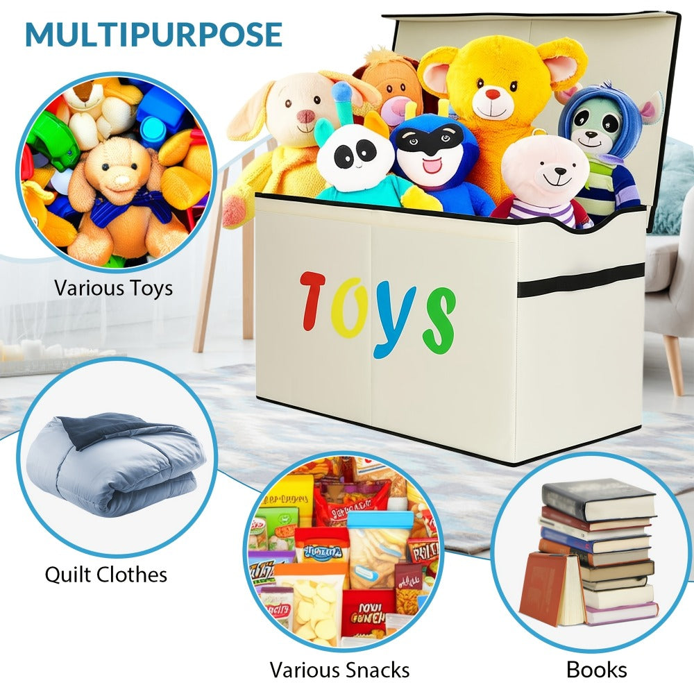 Extra-Large Kids Toy Storage Chest with Secure Lid, Large Toy Organizer Bin for Kids' Room detail image - detail view 4