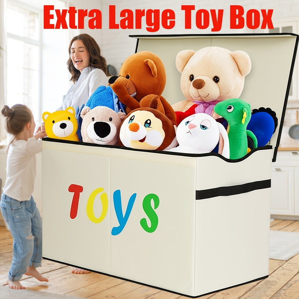 Extra-Large Kids Toy Storage Chest with Secure Lid, Large Toy Organizer Bin for Kids' Room detail image - detail view 6