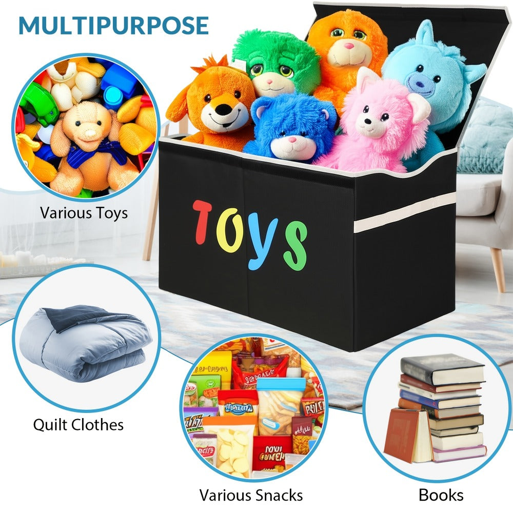 Extra-Large Kids Toy Storage Chest with Secure Lid, Large Toy Organizer Bin for Kids' Room detail image - detail view 9