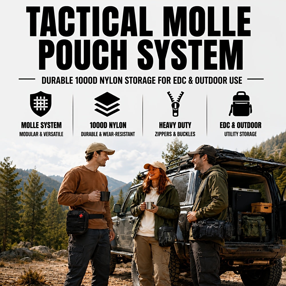 [Universal] Car Seat Back Organizer, Upgrade Vehicle Panel Organizer with 5 Detachable MOLLE Pouches for Vehicles Such As Jeep, Truck, SUV, Etc Multipurpose Car Organizer Hanging Travel Accessories Organizer Comes with 6pcs Keychains