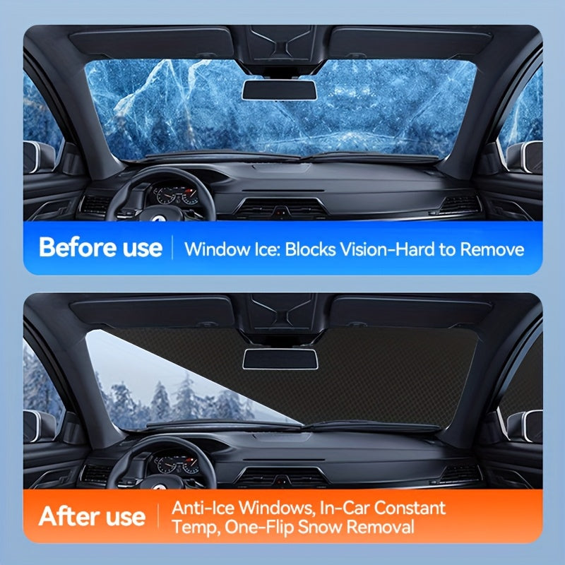 Magnetic Universal Car Sunshade - Heat-Insulating, Uv-Blocking, Snow-Proof, Wind-Proof, And Leaf-Proof Three-Window Extendable Sunshade for Suvs And Sedans - Protective Car Cover