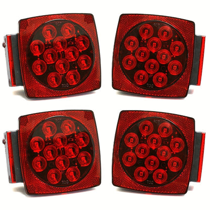 12V LED Trailer Tail Lights Kit - Stop, Turn Signal, Brake & License Plate Light for Trailers Under 80" - Boat, RV, Camper, Truck