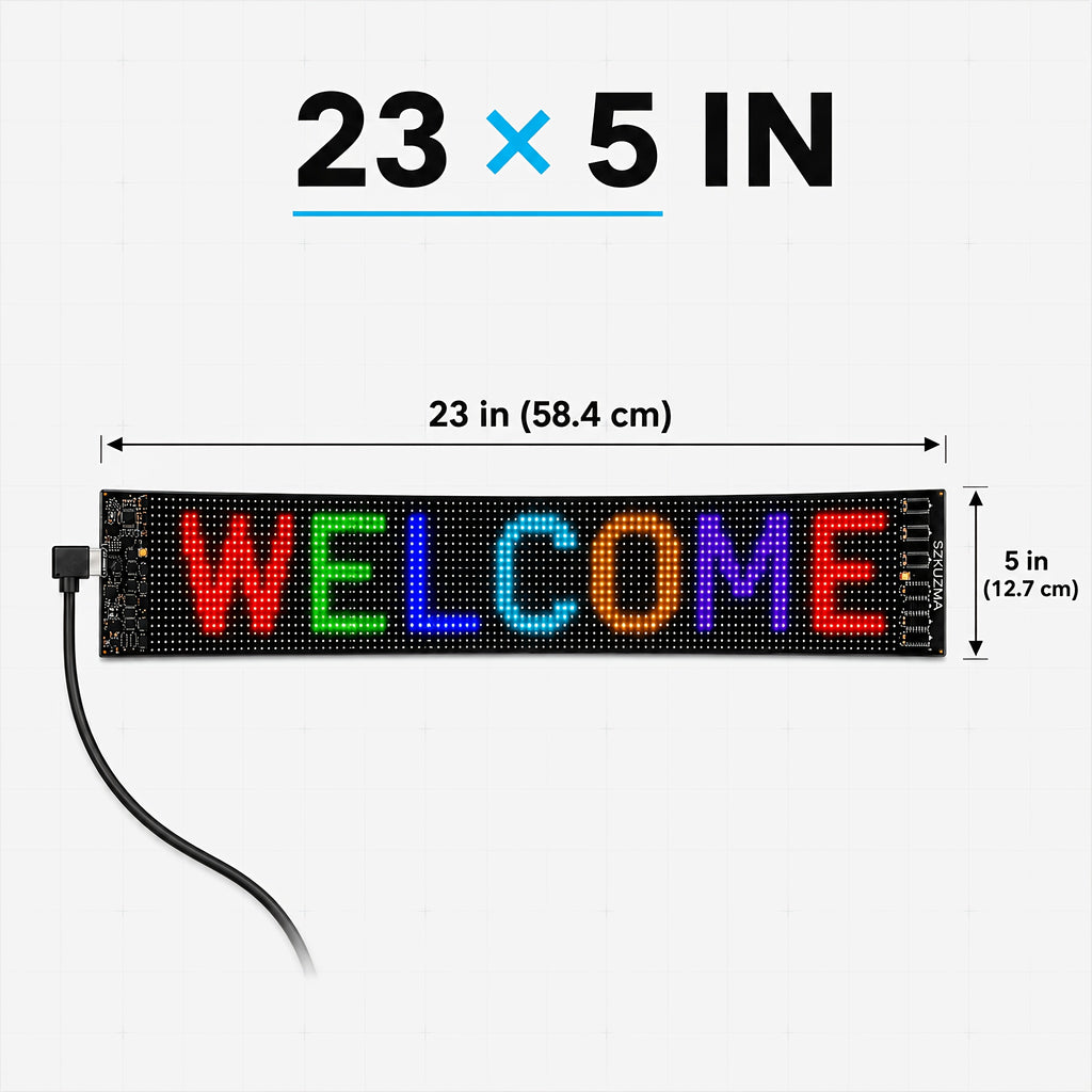 Programmable LED Signs, Flexible And Flexible LED Display, Mobile App Programming Text, Adjustable Screen Brightness, USB Power Supply, With Remote Control, Suitable For Store Signboards, Cars, Concerts, Holiday Party Decorations And Gifts