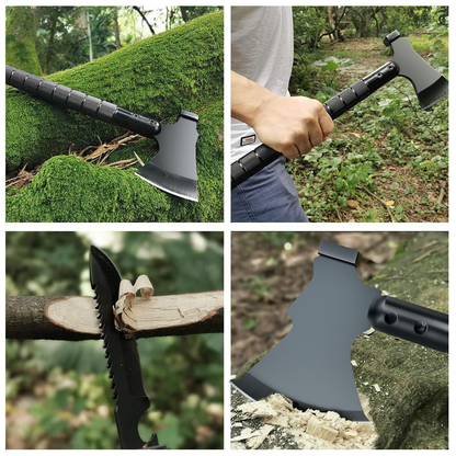 Multi-Tool Survival Hatchet with Hammer, Flint Fire Starter & Protective Sheath – Durable All-Purpose Axe for Camping, Hiking, Fishing, Gardening, Home Improvement & Vehicle Emergency Preparedness