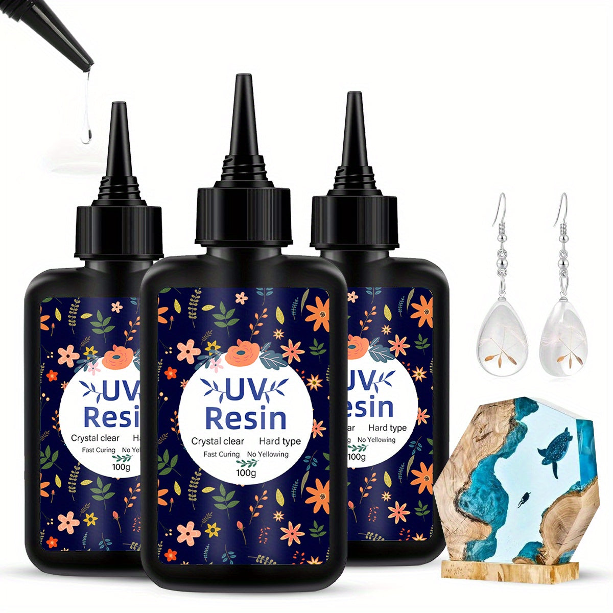 UV Resin Fast Curing Crystal Clear High Viscosity Transparent Epoxy Resin for Jewelry Making Casting & Crafts – 200g 300g 400g 500g, Hard Glossy Finish Resin Art Supplies for Beginners Adults