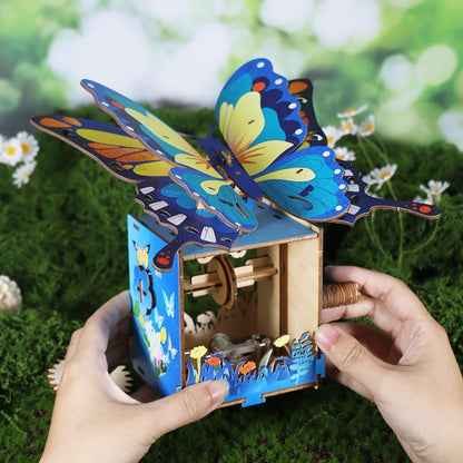 Wooden Butterfly Music Box Puzzle – "You Are My Sunshine" Handmade Assembly Model Kit, Colour Butterfly & Music Box, Romantic Birthday Valentine's Day Christmas Gift for Women Girls