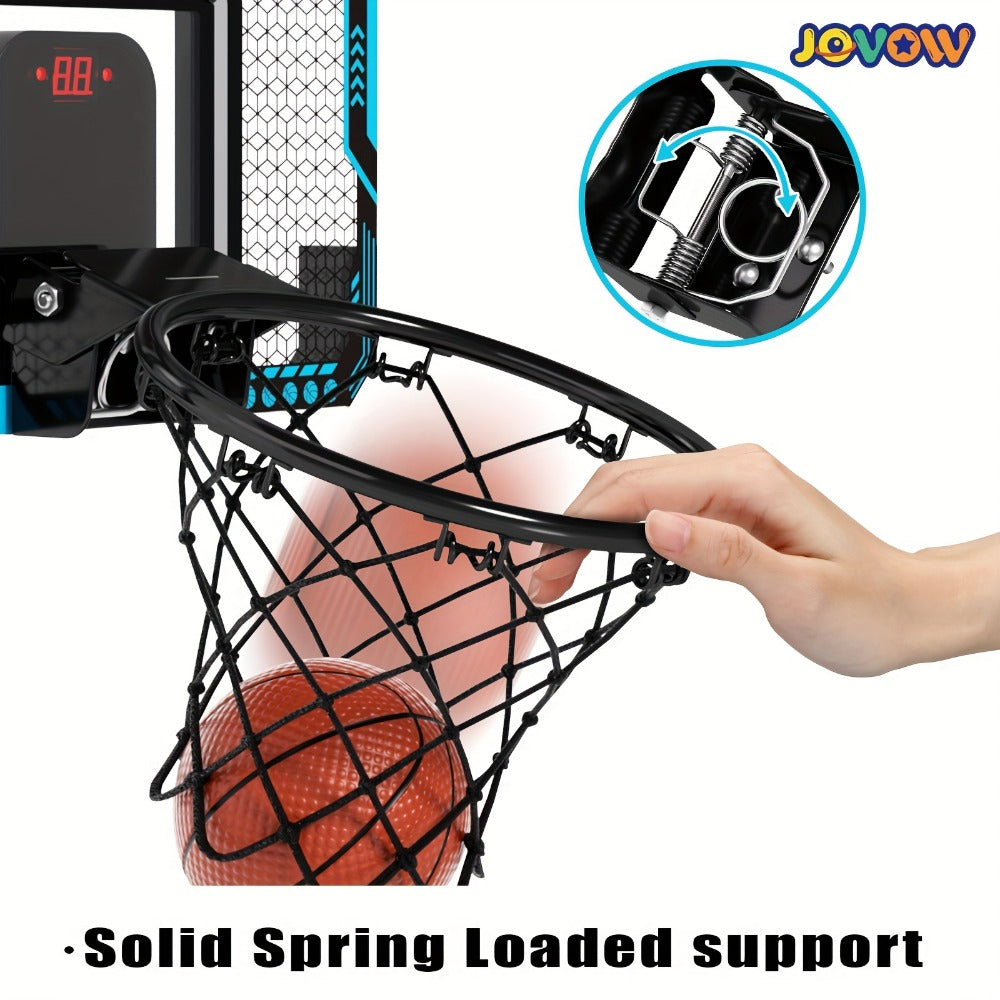 Over Door Basketball Hoop with LED Lights & Electronic Scoreboard – Mini Hoop Set with 4 Balls for Kids Teens Adults, No Drilling Indoor Outdoor Sport Game | Best Birthday Christmas Gift
