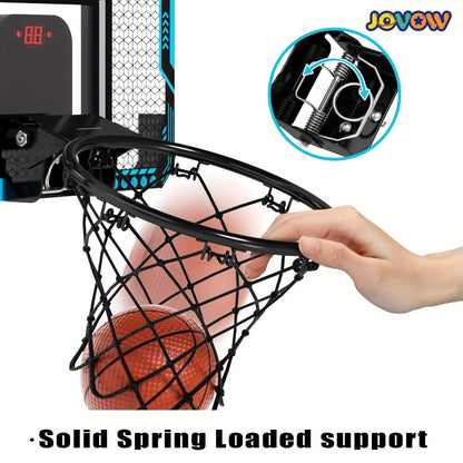 Over Door Basketball Hoop with LED Lights & Electronic Scoreboard – Mini Hoop Set with 4 Balls for Kids Teens Adults, No Drilling Indoor Outdoor Sport Game | Best Birthday Christmas Gift