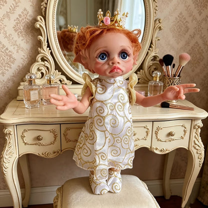 Fairy Elf Reborn Doll 15 Inch Soft Vinyl Full Body Hand-Painted Collectible Art Doll with Wavy Hair & Crown – Poseable Fantasy Girl Doll Gift for Kids Halloween Christmas Birthday