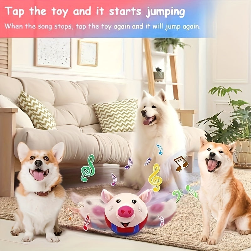 Interactive Bouncing Dog Toy Ball with Sound - Smart Electric Squeaky Pet Toy, Rechargeable Washable Jumping Ball with Recording & Music Mode for Small Medium Large Dogs