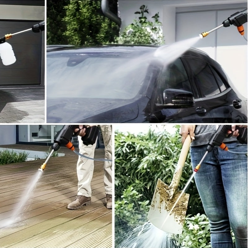 1 Wireless High Pressure Water Gun, Portable Cordless Car Washing Tool, Powerful Car Washing Tool, Garden Hose Nozzle, Multi-functional Watering Tool, Suitable for Home, Garden, Car, Elevator..