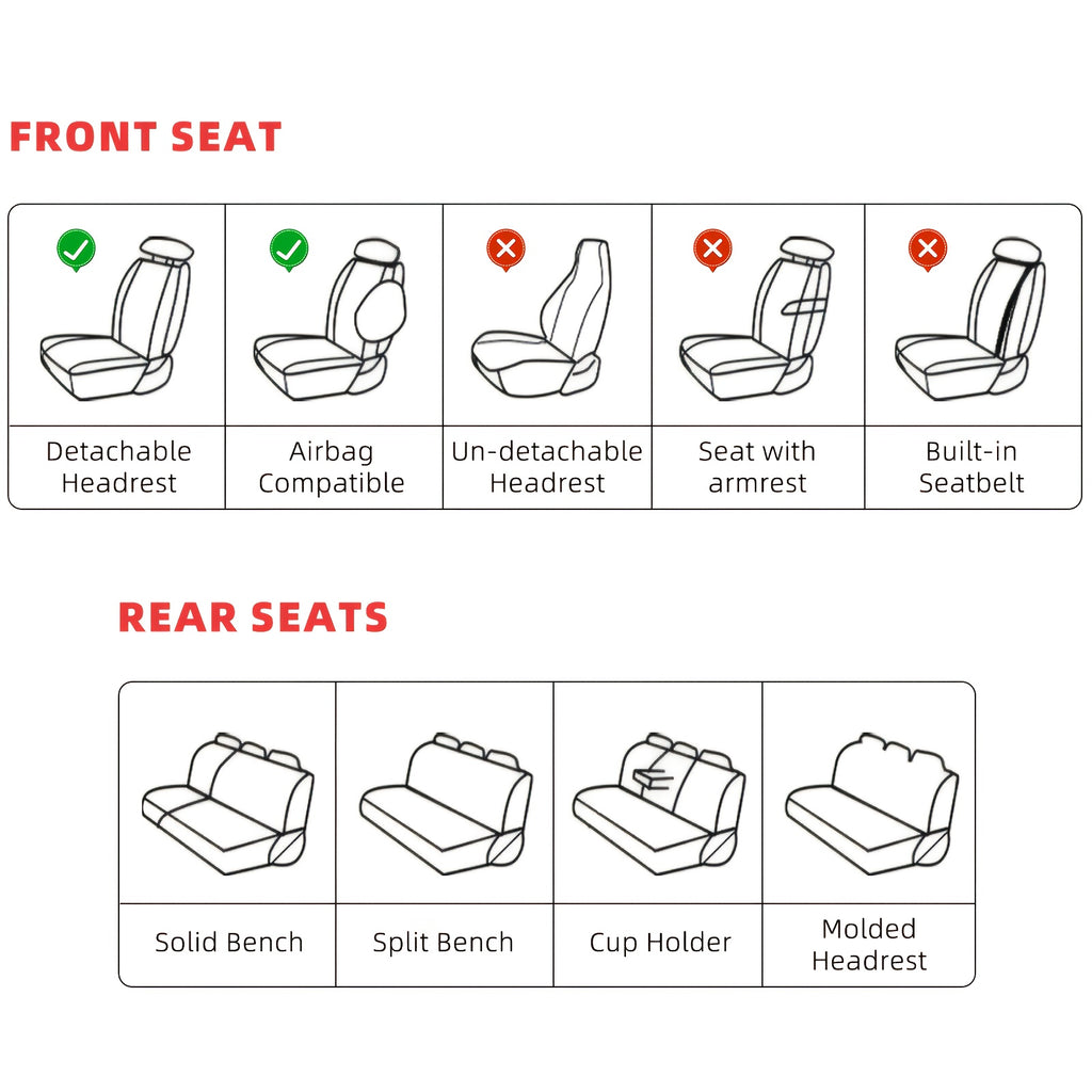 Full Coverage Pu Leather Car Seat Covers Full Set,Waterproof Seat Covers for Cars,SUVs Pick-up Truck, Car Seat Cushion,Car Seat Protector, Seat Cover with 5 Seats / 2 Seats