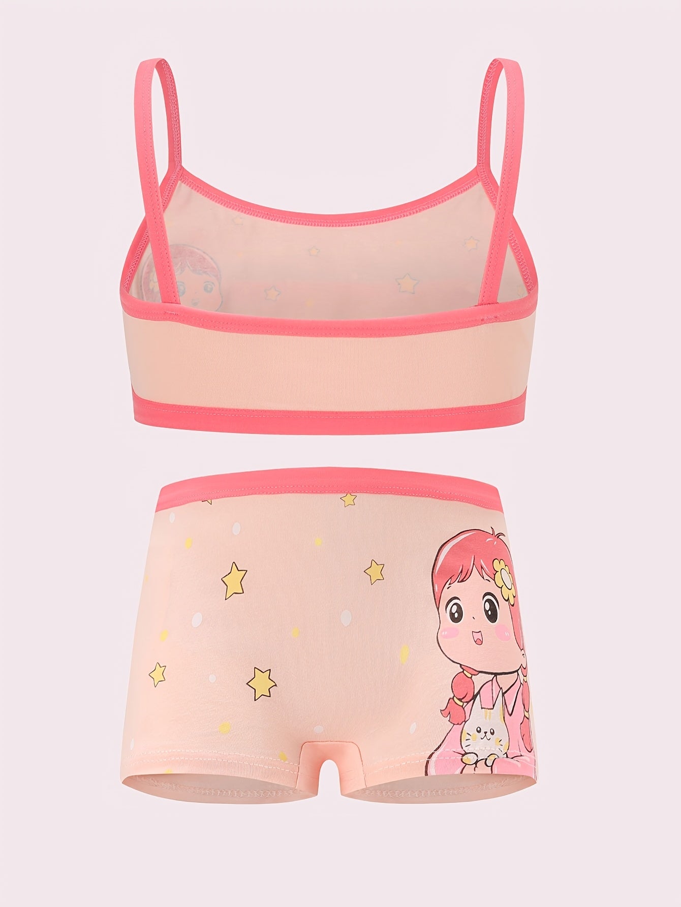 4-Pack Girls' Training Bra and Panty Set - Breathable Everyday Comfort