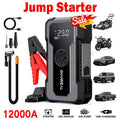 SHARMEAL12000/18000A 12-IN-1 Jump Starter with Air Compressor, Portable Car Battery Booster(8.0 Gas/2.38gal Diesel) with 150PSI Tire Inflator, 12V Supersafe Lithium Jump Box Car Battery Jumper Starte Car Owners, Truck Drivers