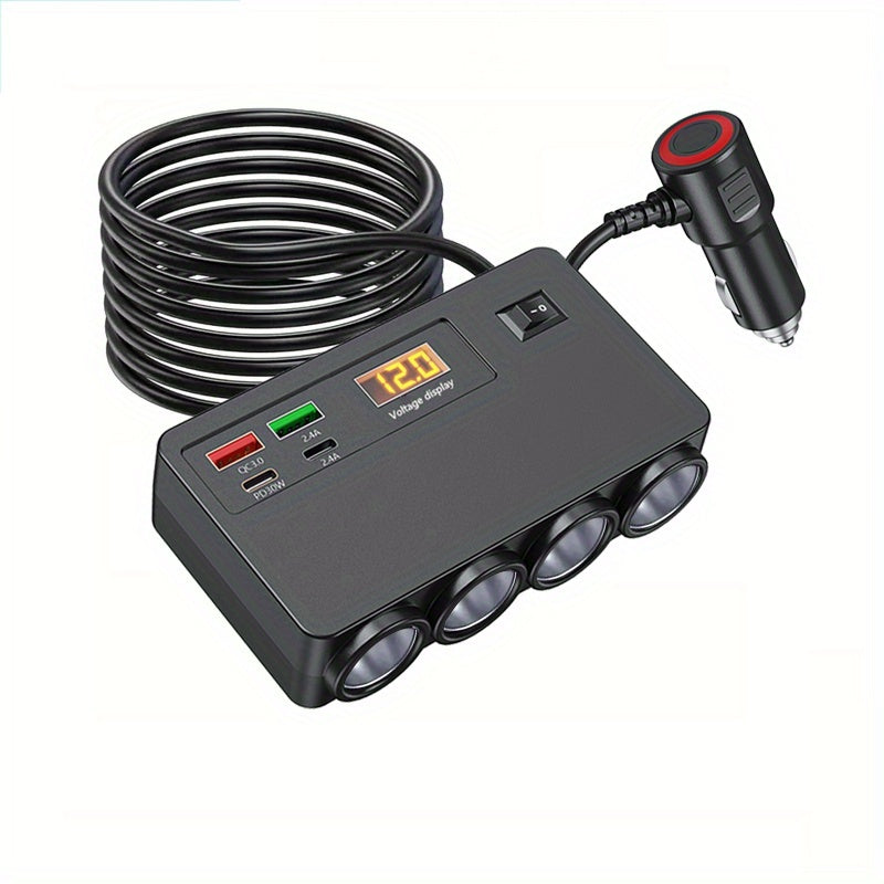 Multi-Functional Electronic Fast Charger for New with USB And PD Port, 12V/24V Automobile Power Socket Converter