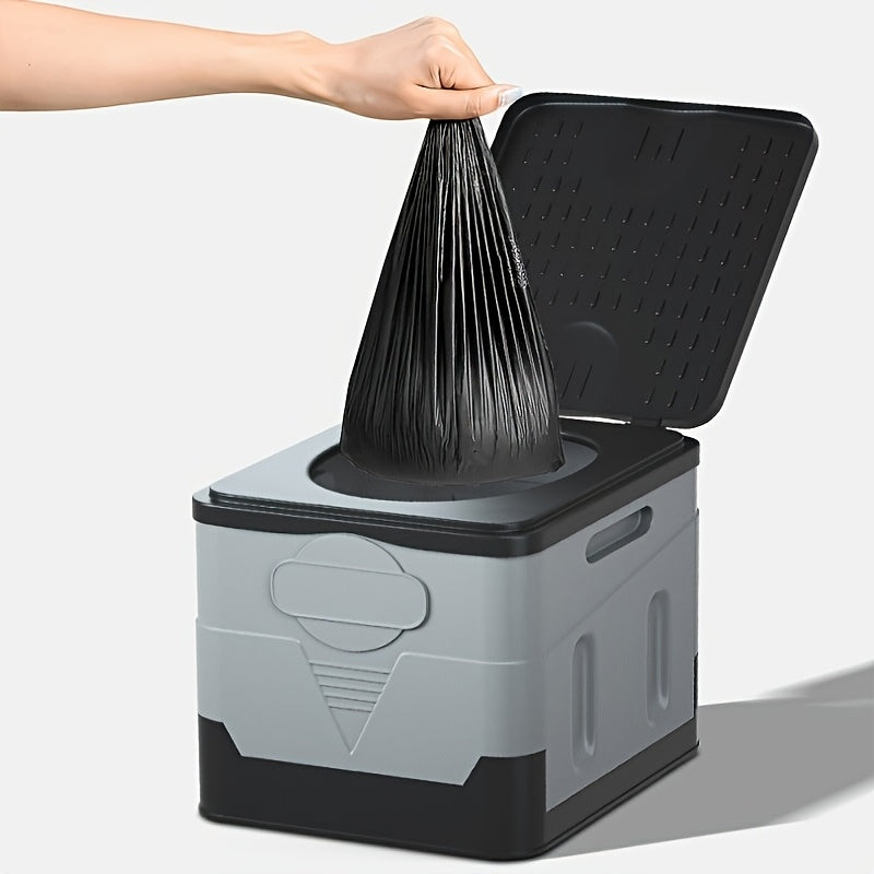 Foldable Camping Toilet Portable Porta Potty for Adults Kids with Lid Drain Hole Waterproof Thick PP Plastic Luggable Loo for Hiking Car Travel Outdoor Emergency Use Storage Box