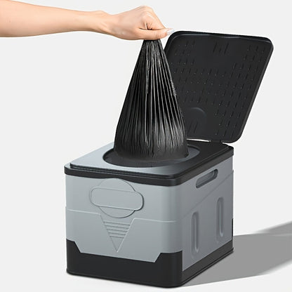 Foldable Camping Toilet Portable Porta Potty for Adults Kids with Lid Drain Hole Waterproof Thick PP Plastic Luggable Loo for Hiking Car Travel Outdoor Emergency Use Storage Box