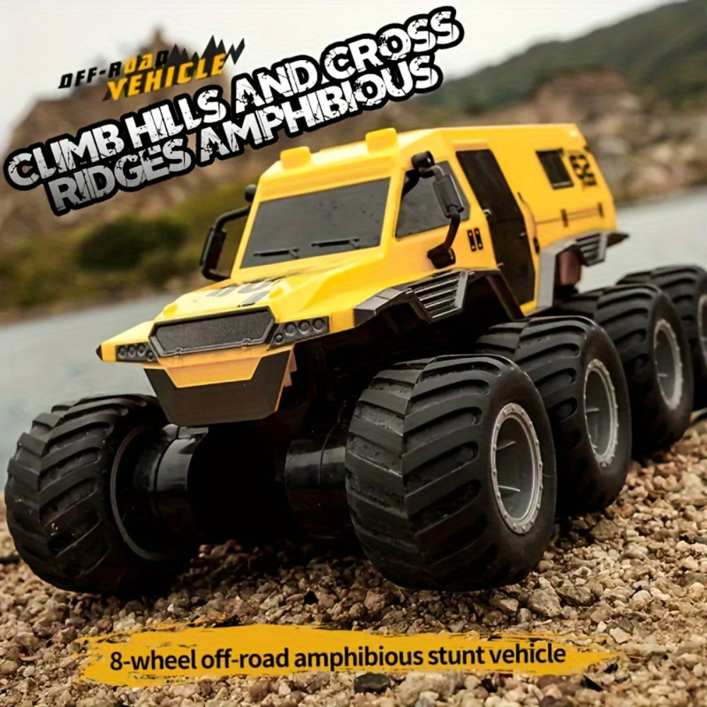 Amphibious RC Truck 8-Wheel Drive 4-Motor Off-Road Climbing Remote Control Armored Vehicle, Oversized All-Terrain Land & Water Military Truck Toy – Epic Gift for Kids & Adults Boys Girls