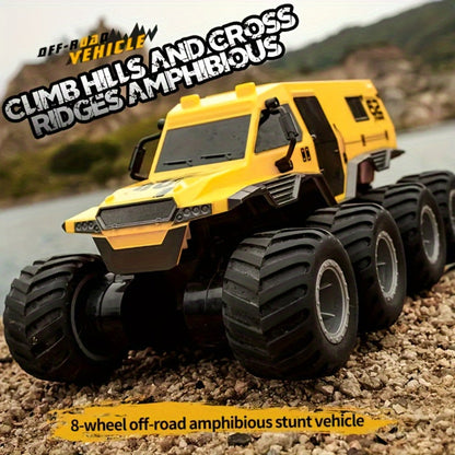 Amphibious RC Truck 8-Wheel Drive 4-Motor Off-Road Climbing Remote Control Armored Vehicle, Oversized All-Terrain Land & Water Military Truck Toy – Epic Gift for Kids & Adults Boys Girls