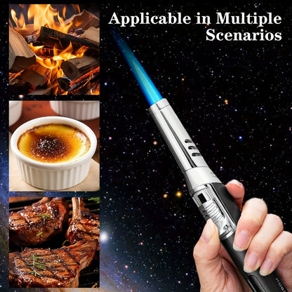 Refillable Butane Torch Lighter Pen Style – JOBON Jet Flame Lighter with Adjustable Flame, Ignition Lock, 360° Rotatable High-Temp Nozzle, Safety Lock, Visual Gas Tank, Gift Box Included, Ideal for Candles BBQ Cooking Camping