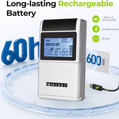 TENS EMS Unit Rechargeable Pain Relief Device, 20 Intensity Levels 48 Modes Electric Muscle Stimulator for Back Neck Shoulder Knee Wrist Pain, 8 Electrode Pads & Carry Case Included